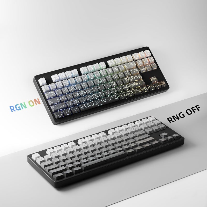 FunHub Shine Through PBT Keycaps - Black Double Shot Side Printed Backlit Keycaps Set 133 Keys 60% 65% 75% 100% Cherry Profile,Gradient Topographic Custom Key Caps for MX Switch Gaming Keyboards - Image 5